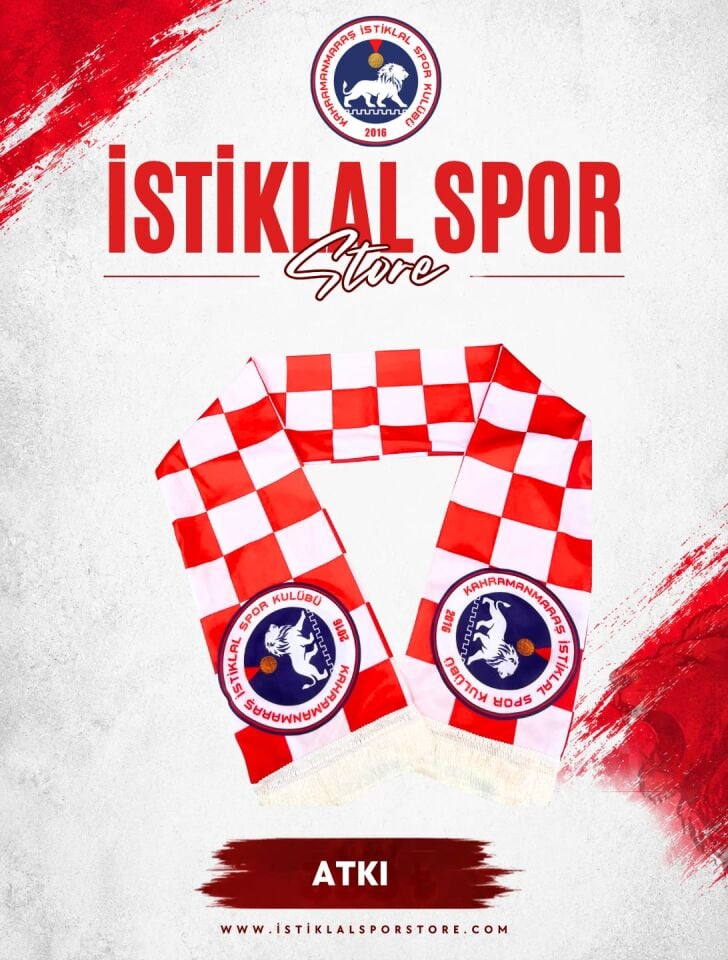 İstiklal Spor Atkı (Kırmızı-Beyaz Damalı)